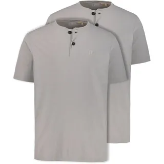 JP 1880 Herren Henleys, 2er-pack T-Shirt 1/2, Grau Melange, 4XL EU