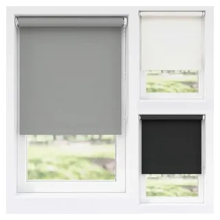 Tageslicht- und Verdunklungsrollo 80 x 190 cm Weiß, Rollo mit Kettenzug, Metallträger, Montage durch Bohren an Wand oder Decke, Seitenzugrollo, Verdunkelungsrollo, blickdicht, Sonnenschutz für Fenster und Türen