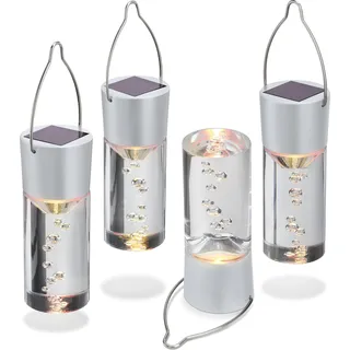 esotec Solar Hängeleuchten Acryl Bubbles 4er-Set Smart Sticks wetterfest 102117 - Silber