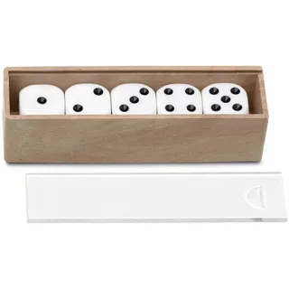 Cayro – 5 16-mm-Punktwürfel – einfach zu verwendendes Brettspielzubehör – inklusive Aufbewahrungsbox – Holzkiste – Zufallsspiele