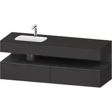 Duravit Qatego Einbauwaschtisch mit Konsolenwaschtischunterbau, 1600x550x600mm, Nische Graphit Matt, Becken links, QA4795049, Farbe: Graphit Supermatt/mit Nischenbeleuchtung