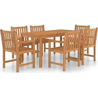 vidaXL 7-teiliges Garten-Ess-Set 160 x 80 cm Massivholz Teak