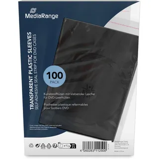 MediaRange Clear Plastic Sleeves for 14mm DVD Cases, Pack 100