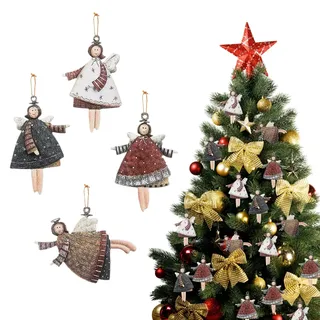 20 pcs Holz Engel Anhänger Christbaumschmuck, Weihnachtsengel, Weihnachtsbaumschmuck, Weihnachtsschmuck Nostalgisch, Geeignet für Weihnachten, Feste, Partydekorationen