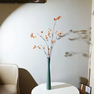 Cutfouwe Vase Schmal 50cm Hoch für Pampasgras,Keramik Bodenvase Dekozweige,Blumenvase Trockenblumen,Handbuch Blau Schwarz Vasen Deko Modern Wohnzimmer Büro Hochzeit Tischdeko (Blau 50cm)