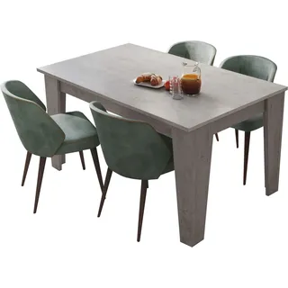 Dmora Ausziehbarer Tisch Salmour 200x88x78 cm in Grau Beton, Mit zentrales Ausziehmechanismus - Grau