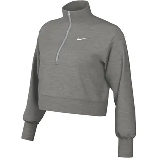 Nike DQ5767-063 W NSW PHNX FLC QZ Crop Sweatshirt Damen DK Grey Heather/SAIL Größe L-T