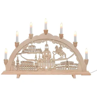 Dekohelden24 7-flammiger Schwibbogen, Motiv: Dresden, L/B/H ca. 58 x 4 x 38 cm.