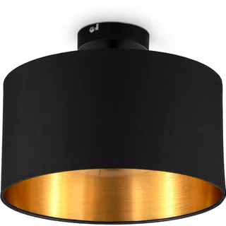 B.K.Licht Deckenlampe 1 E27 rund Schwarz-Gold