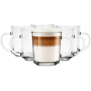 Glasmark Krosno Latte Macchiato Gläser Cappuccino 6er Set Teegläser-Set Mit Henkel Dessertgläser Wassergläser Kaffeegläser Glühweingläser Eiskaffee-Gläser Glühweintassen Groggläser 6x 250 ml