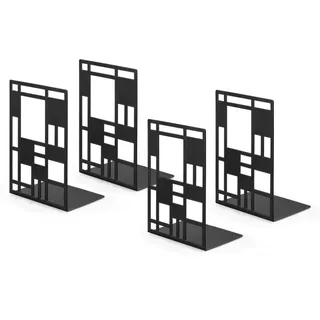 INNOPLUS Buchstütze, Buchstützen Metall, Buchstütze schwarz 2 Paar, Buchständer, Bookends, Buchstützen, Book Holder CD Kinder Metall, Bücher Halter für Regal