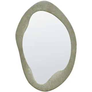 Beliani Wandspiegel Samtstoff olivgrün asymmetrisch 59/90 cm Lenax , Grün , Textil , Freiform , 59x90x2 cm , Spiegel, Wandspiegel