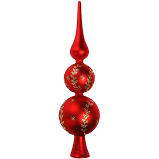 COM-FOUR com-four® Christbaumspitze in rot, goldfarben, matt, Weihnachtsbaumspitze aus echtem Glas für Weihnachten, Tannenbaumspitze für den Christbaum, 30 cm