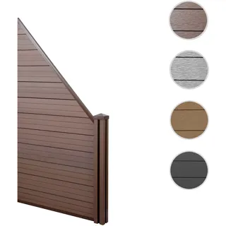 WPC-Sichtschutz Sarthe, Windschutz Zaun, WPC-Pfosten ~ Erweiterungselement schräg rechts, 0,98m brau