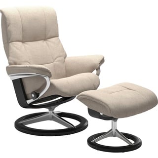 Stressless® Relaxsessel »Mayfair«, (Set, Relaxsessel mit Hocker), mit Hocker, mit Signature Base, Größe S, M & L, Gestell Schwarz, beige