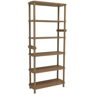 Hanah Home Modernes Eichenregal, 80 cm x 174 cm x 30 cm, 100% MDF mit Holzbeinen, skandinavisches Design, zerlegt