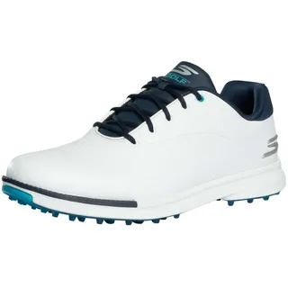 Skechers Herren Tempo wasserdichte Golfschuhe Sneaker, White Synthetic/Navy Trim/Blue Trim, 41 EU