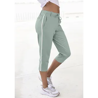 Caprihose LASCANA, Damen, Gr. 34, N-Gr, grün (mint), Obermaterial: 70% Viskose, 25% Polyamid, 5% Elasthan, unifarben, Basic kniebedeckend, Hosen Caprihose, mit seitlichen Streifen, Loungewear, Topseller