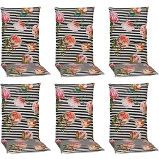 Beo Sitzauflage Hochlehner Toronto 6er Set schwarz-weiße Streifen