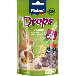 Vitakraft Drops, Leckerlies für Nager, mit Waldbeere, Nagerfutter, zum Verwöhnen, ohne Zusatz von Zucker (1x 75g)