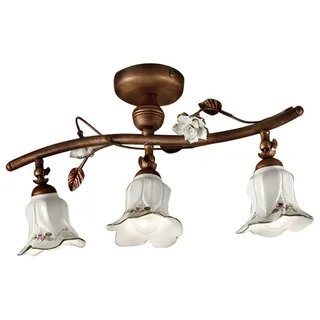 Deckenstrahler Deckenlampe 3-flammig l: 52 cm Keramik Metall Floral Landhaus E14