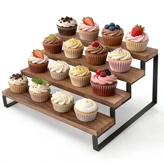 GHWMYD Tortenständer aus Holz für 16 Cupcakes, 4 Etagen Cupcake Ständer Stufenregal für Desserts, Donuts, Kekse, Macarons, Serviergestell Etagere für Hochzeit Geburtstag Mottoparty
