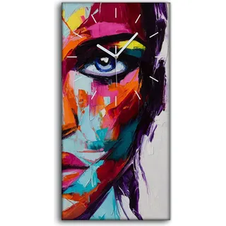 Wohnzimmer-Bild Leinwand Uhr Geräuschlos 30x60 Malerei Abstrakte Frauen Kunst - weiße Hände - Schwarz