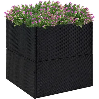 "2024"cloris Pflanzkübel Schwarz 80x80x80 cm Poly Rattan - Beete pflanzen CHY23293402 - Schwarz