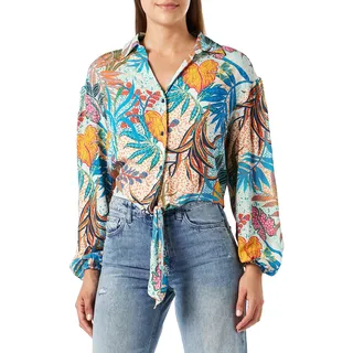 Mavi Damen Long Sleeve Shirt Bluse, grün, bunt, XS