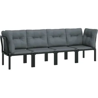 vidaXL 4-tlg. Garten-Lounge-Set Schwarz und Grau Poly Rattan - Schwarz