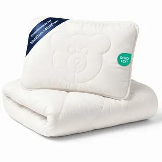 Totsy Baby Baby Bettdecke und Kissen Kinderdecke 90x120 cm - Kinderbettdecke Kinder Bettdecken Set und Decke für Kleinkind Babybett Mikrofaser Weiß Oeko-Tex-Zertifikat 90 x 120