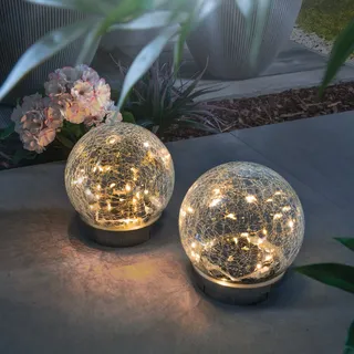 esotec Glas Solarkugel-Set Lichterzauber 15cm Bruchglasoptik wetterfest 102436