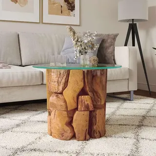 vidaXL Couchtisch Massivholz Teak Treibholz 60 cm - Braun