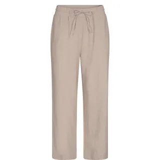 7/8-Hose FREEQUENT "FQLAVA-ANKLE-PA", Damen, Gr. L, N-Gr, beige (sand melange), Web, Obermaterial: 55% Leinen, 45% Viskose, meliert, unifarben, 7/8-Länge, Hosen 7/8-Hose, aus Leinen und mit Kordelzug