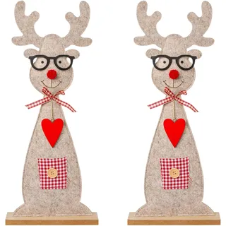 Creativ deco Weihnachtsfigur »Weihnachtsdeko«, Hirsch aus Filz mit niedlicher Brille, braun