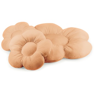 OLIFANT TOYS FLOWER SET Große Blumenboden Kissen, Plüsch bequemen Sitzkissen, Für Schlafzimmer Wohnzimmer Kinderzimmer, einzigartige Deko, weiche Kuschelkissen, Velours, Beige, 55 cm 98 cm