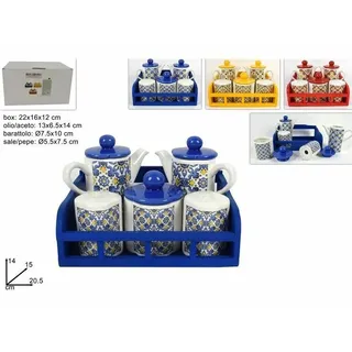 Set Menage Keramik Dekoriert Fantasie Majolika Mit Expositor Dfh