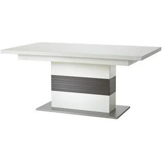 Livetastic Esstisch , Grau, Silberfarben, Weiß , Holzwerkstoff , rechteckig , Säule , 100x77x180 cm , ausziehbar , Esszimmer, Esstische, Esstische ausziehbar