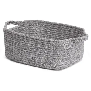 TIMEYARD Aufbewahrungskorb, Geschenkkorb Leer, Baumwolle Organizer Korb für Handtücher, Snacks, Hundespielzeug, Korb für Decken, Korb für Regal, Wohnzimmer, Kinderzimmer, 33 x 25 x 12 cm, Grau