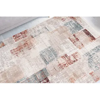 Teppich CALO-DELUXE "Miran 725" Gr. 3, rosa (grau, lachs), B:120cm H:12mm L:180cm, Kunstfaser, Teppiche, Teppich, Vintage Design, mit Fransen, Wohnzimmer