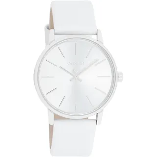 Oozoo Damenuhr mit Lederband Color Line 35 MM Silberfarben/Weiß C11060