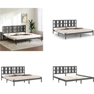 vidaXL Massivholzbett Grau Kiefer 200x200 cm - Bettrahmen - Bettgestell - Bett - Holzbett - Grau