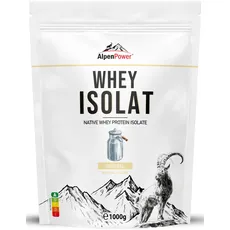 AlpenPower Native Whey Protein ISOLAT Neutral 1 kg - 100% natürliche Zutaten, ohne Süßstoffe - Hochwertiges CFM Eiweißpulver aus bester Alpenmilch