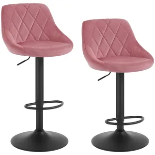 Woltu Barhocker 2er Set, Barstuhl mit Lehne, Höhenverstellbar, Drehbar, Rosa - WOLTU