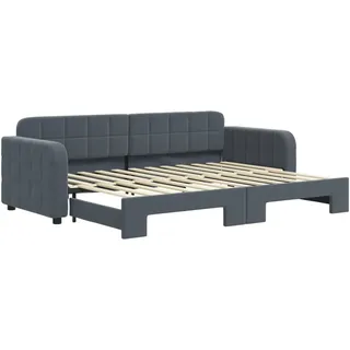 vidaXL Tagesbett Ausziehbar Dunkelgrau 80x200 cm Samt - Grau