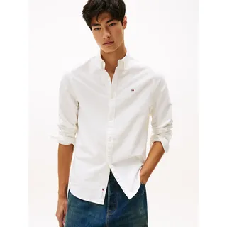 Langarmhemd TOMMY JEANS "TJM REGULAR OXFORD", Herren, Gr. 3XL, N-Gr, beige (ecru), Web, Obermaterial: 100% Baumwolle, regular fit normal, Rundhals, eingesetzt 1-Knopf-Manschette mit Schlitz, Hemden Langarmhemd, Mit Rundhalsausschnitt, Button-down-Kragen