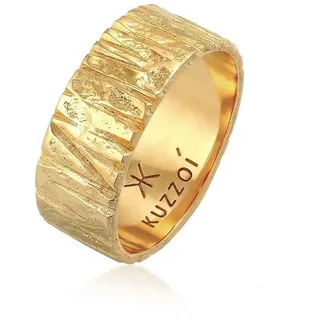 KUZZOI Ring Bandring breit Struktur gehämmert, 925 Silber" Gr. 60, gold, Fingerringe, Herren, 60, Silber 925 (Sterlingsilber), Silberring