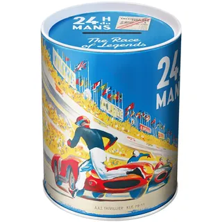 Nostalgic-Art Retro Spardose, 1 l, 24h Le Mans – Racing Poster Blue – Geschenk-Idee für Motor-Fans, Original Lizenzprodukt (OLP), Sparschwein aus Metall, Vintage Blech-Sparbüchse