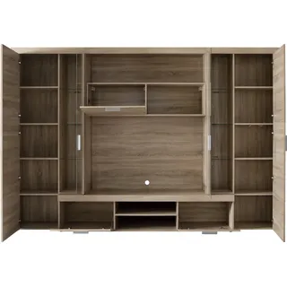 trendteam Wohnen Wohnwand Mondeo Eiche Sägerau hell 291 x 197 x 41 cm - Braun