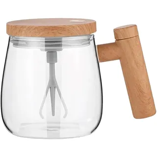 Elektrischer Rührbecher – 400 ml selbstmischende Tassen | 1 W Borosilikatglas-Rührer | transparenter Getränke-Mixbecher, per USB wiederaufladbar, für Reisen, Getränkemischer für Küche